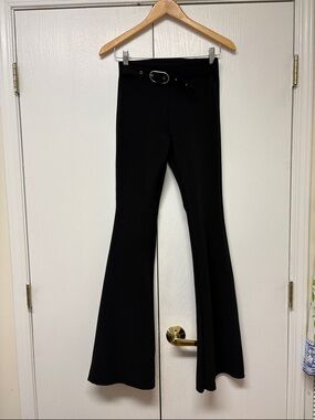 Zara Black Flared Belted Pants - Women's